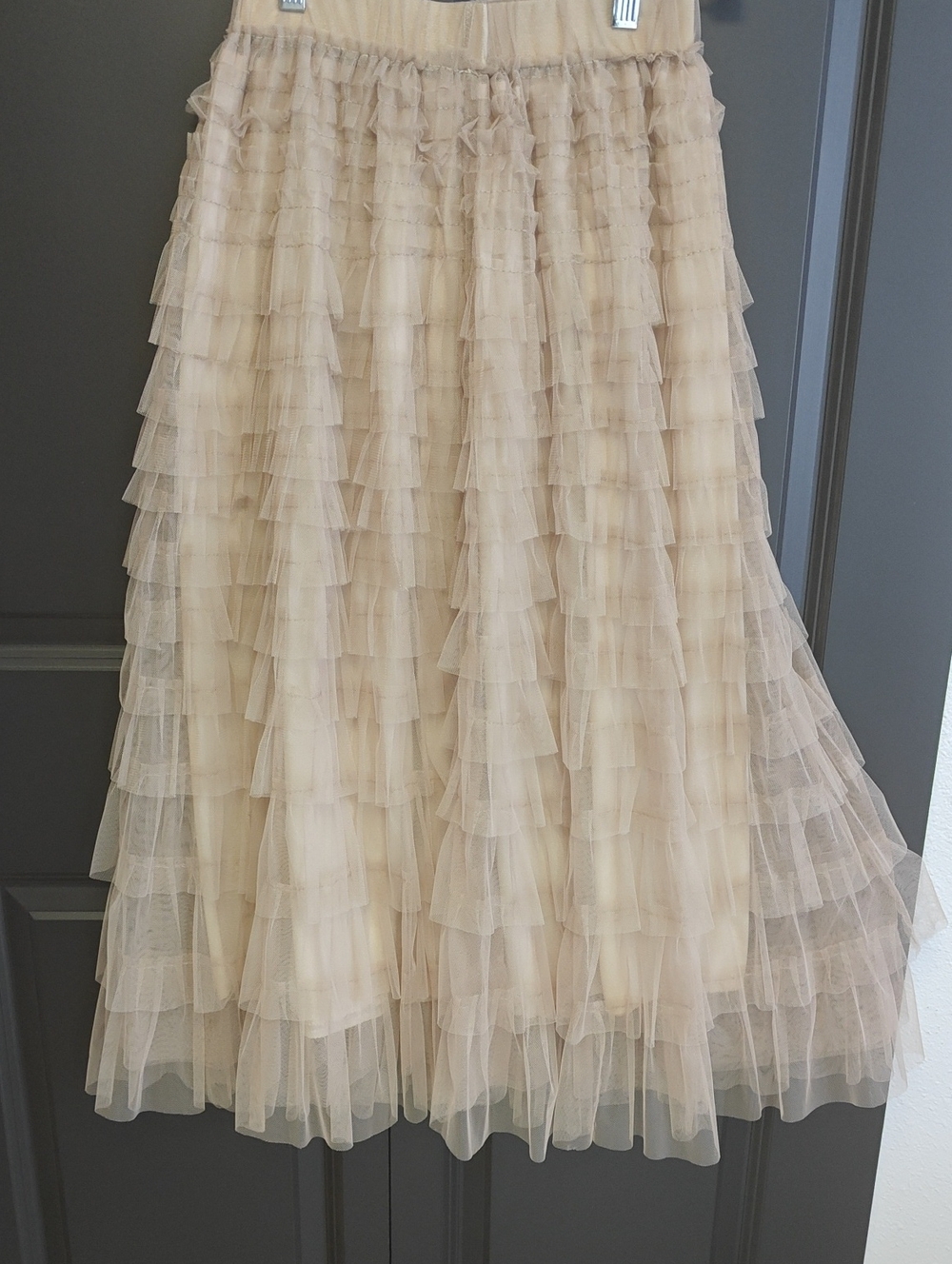 Beige Tiered Tulle Skirt - Women